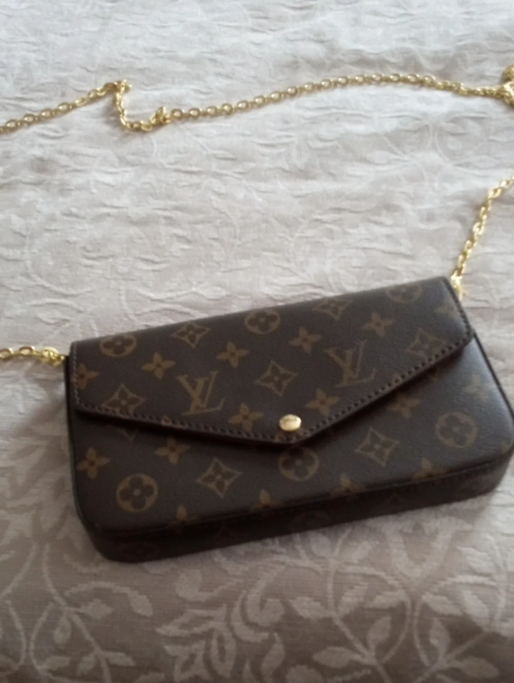 Louis Vuitton Brown Monogram Envelope Crossbody with Gold Chain - Picture 1 of 2